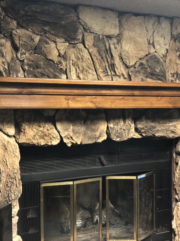 Knotty alder fireplace mantel shelf