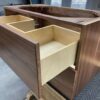 Contemporary Floating Walnut Vanity Plumbing Cutout