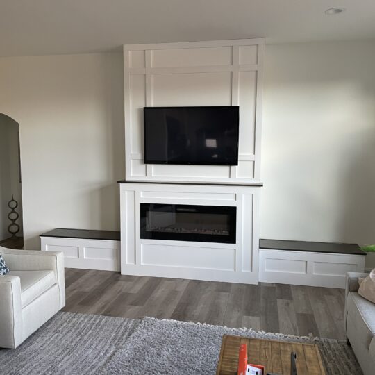 Fireplace surround and storage benches