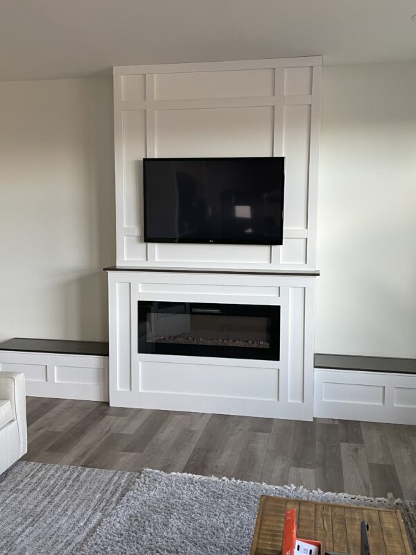 Fireplace surround and storage benches